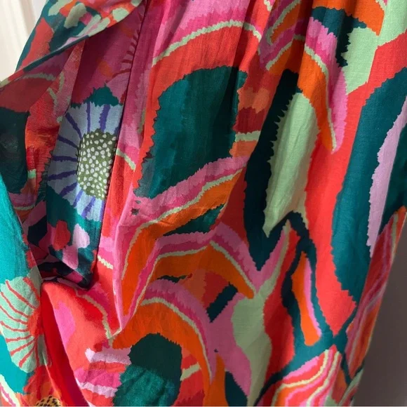 Farm Rio Pleated Palm Midi Dress Tropical - Picture 9 of 16